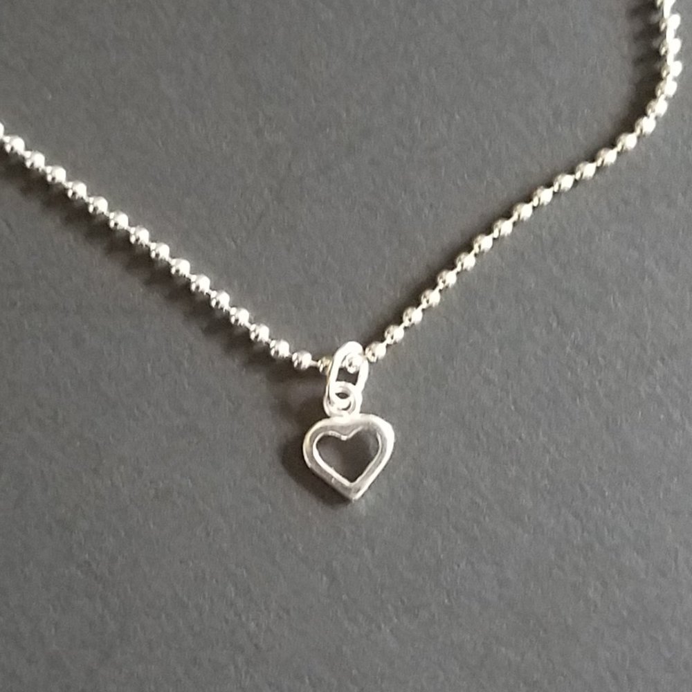 NEW  Anklet 925 Sterling Silver Chain and Heart Charm - Picture 2 of 5